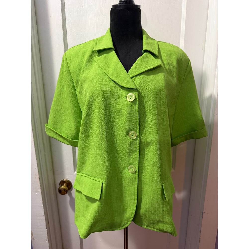 Vintage‎ Southern Lady Lime Green Short Sleeve Blazer in 18